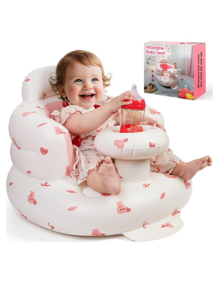 Asiento Inflable para Bebés Rosa Conejito - Soporte Ergonómico