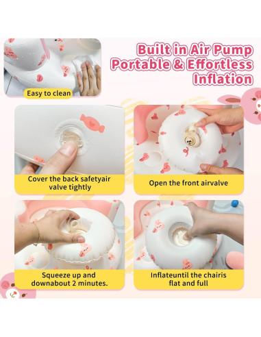Asiento Inflable para Bebés Rosa Conejito - Soporte Ergonómico