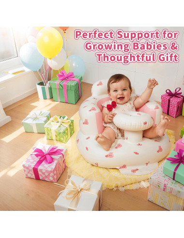 Asiento Inflable para Bebés Rosa Conejito - Soporte Ergonómico