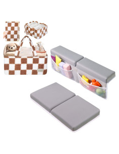 Conjunto Almohadilla Baño y Cesta Pañales Toodly Gris y Taupe