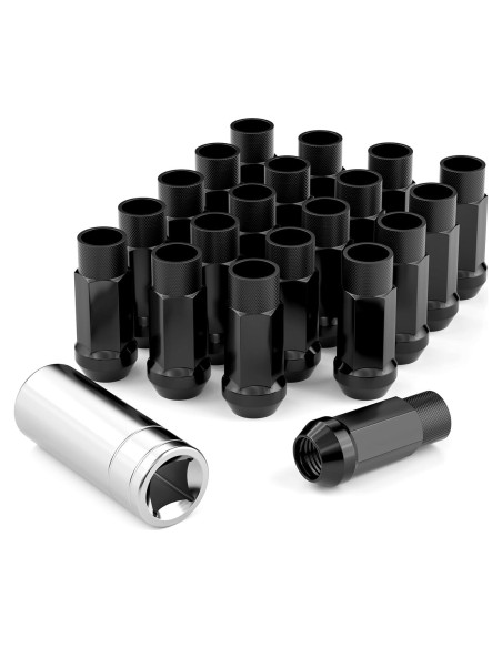 20 Tuercas de Buje Abierto EZISOE M12x1.5 50mm Negras