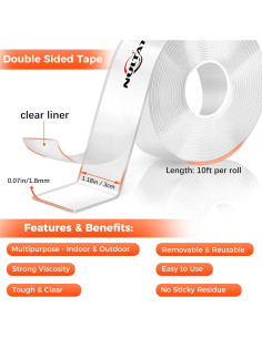 Cinta Doble Cara NULTAT 3 cm x 3.05 m Transparente Resistente 2