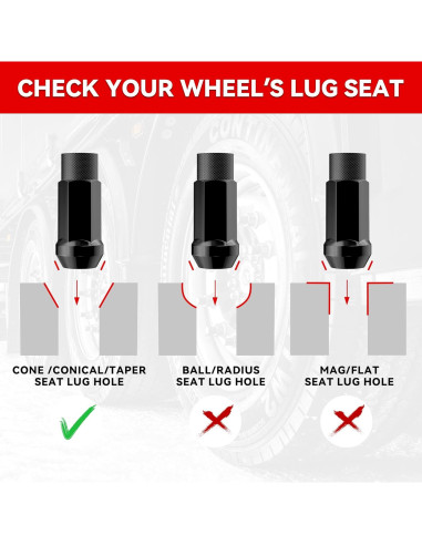 20 Tuercas de Buje Abierto EZISOE M12x1.5 50mm Negras