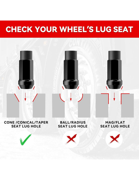 20 Tuercas de Buje Abierto EZISOE M12x1.5 50mm Negras