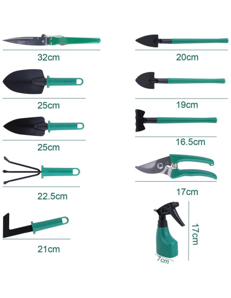 Juego de Herramientas de Jardinería 10 Piezas - Genérico