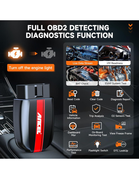 Escáner OBD2 ANCEL BD200 Bluetooth - Diagnóstico de Motor y Batería