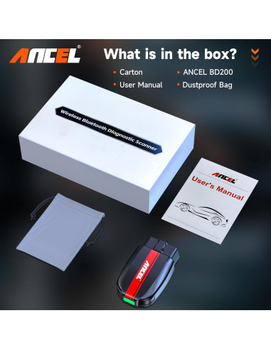 Escáner OBD2 ANCEL BD200 Bluetooth - Diagnóstico de Motor y Batería