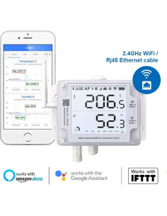 Termómetro Higrómetro WiFi UbiBot GS1-AETH1RS + Sirena 2