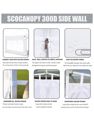 Pared Lateral con Ventana SCOCANOPY 3 Paquetes 3x3m Azul