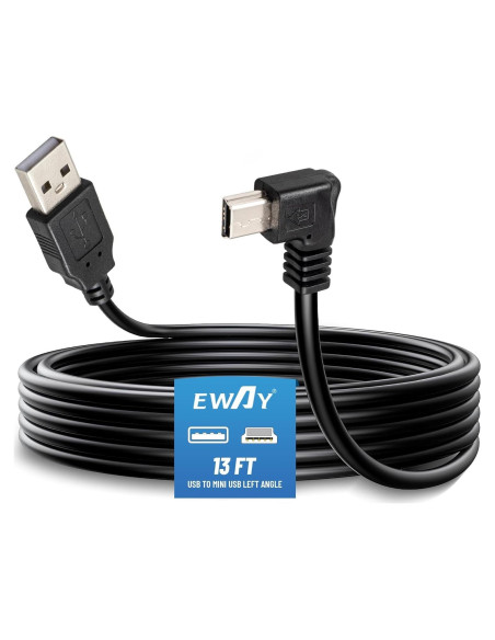 Cable de Alimentación Mini USB EWAY 4m Ángulo Izquierdo para Dashcam