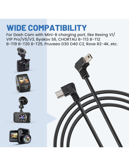 Cable de Alimentación Mini USB EWAY 4m Ángulo Izquierdo para Dashcam