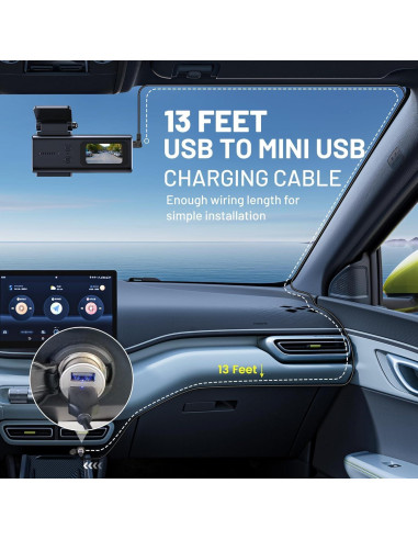 Cable de Alimentación Mini USB EWAY 4m Ángulo Izquierdo para Dashcam