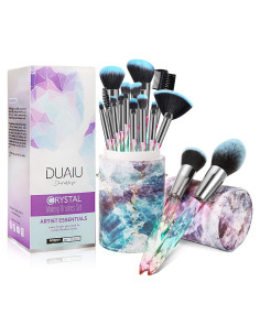 Pinceles de Maquillaje DUAIU 15pcs Cerdas Sintéticas y Caja Azul