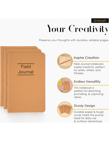 Diario de Campo GSM Brands - Paquete de 3 Cuadernos Kraft