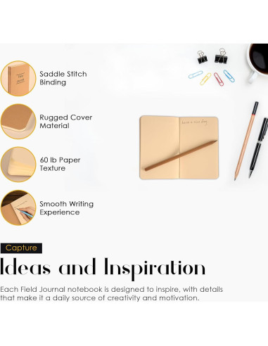 Diario de Campo GSM Brands - Paquete de 3 Cuadernos Kraft