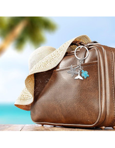 Llavero Oceánico SaiDian con Colgante de Tortuga y Estrella de Mar 2