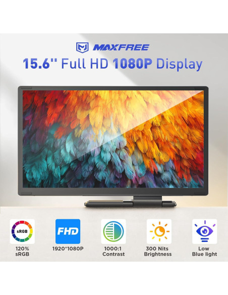 Maxfree S6 Extensor de Pantalla Triple 15.6" 1080P FHD