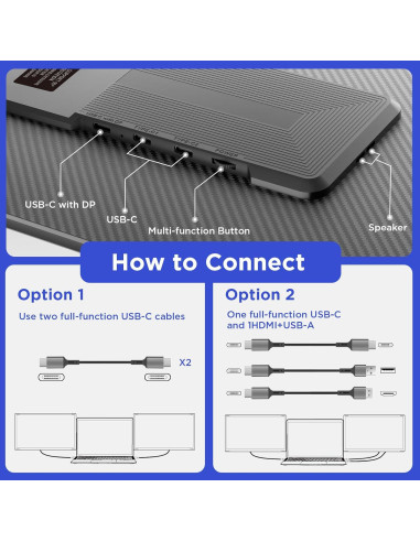 Maxfree S6 Extensor de Pantalla Triple 15.6" 1080P FHD