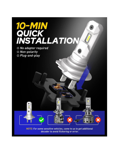 Bombilla H7 AUTOONE Súper Brillante 6500K Paquete de 2