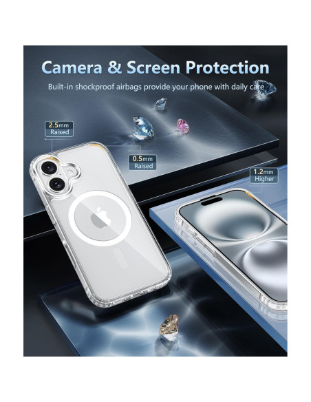 Funda Transparente FNTCASE para iPhone 16 - Grado Militar Funda Transparente FNTCASE para iPhone 16 - Grado Militar