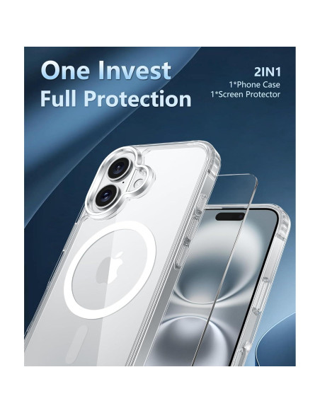 Funda Transparente FNTCASE para iPhone 16 - Grado Militar Funda Transparente FNTCASE para iPhone 16 - Grado Militar