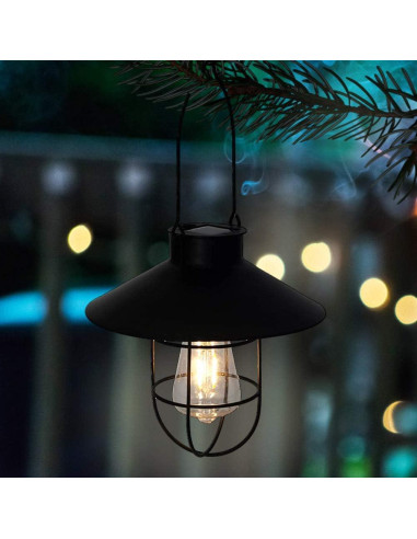 Lámpara Solar Colgante Pearlstar Negra LED Edison 21.5x21.5cm