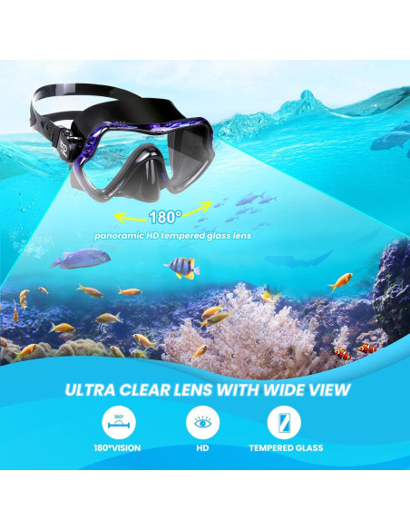 Máscara de Buceo Snorkel EXP VISION EX-1500 Azul 180