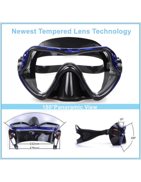 Máscara de Buceo Snorkel EXP VISION EX-1500 Azul 180
