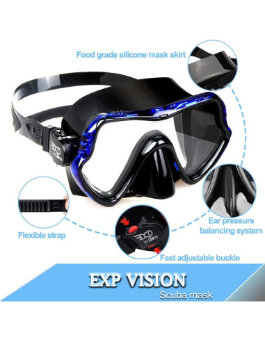 Máscara de Buceo Snorkel EXP VISION EX-1500 Azul 180