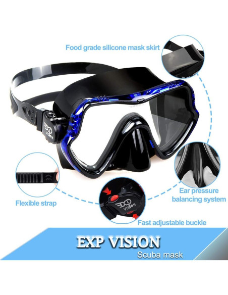 Máscara de Buceo Snorkel EXP VISION EX-1500 Azul 180