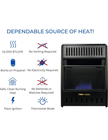 Calefactor a Gas Propano ProCom ML100TBAHR 10000 BTU Negro