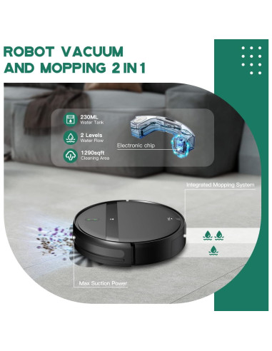 Robot Aspiradora y Mopa Kilgone G20 2300Pa Control App y Voz