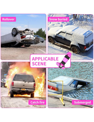 Martillo de Seguridad para Automóvil BSUXMAFG Rosa 3-en-1