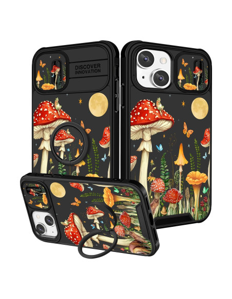 Funda para iPhone 15 Funermei Mariposa Luna Soporte Anillo