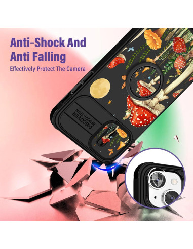 Funda para iPhone 15 Funermei Mariposa Luna Soporte Anillo