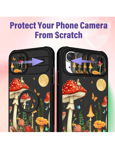 Funda para iPhone 15 Funermei Mariposa Luna Soporte Anillo