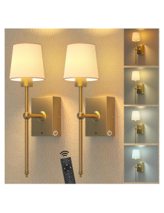 Juego de Apliques de Pared Inalámbricos iThird 2 Pzas Dorados