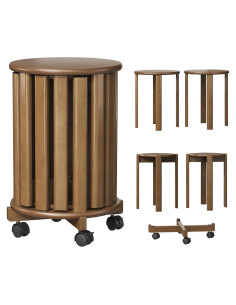 Juego de 4 Taburetes Apilables Welfuturer de Bambú 46 cm