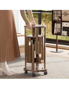 Juego de 4 Taburetes Apilables Welfuturer de Bambú 46 cm 2