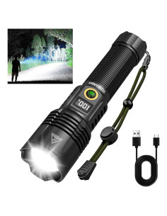 Linterna LED Táctica TUBORGO 900000 Lúmenes Recargable