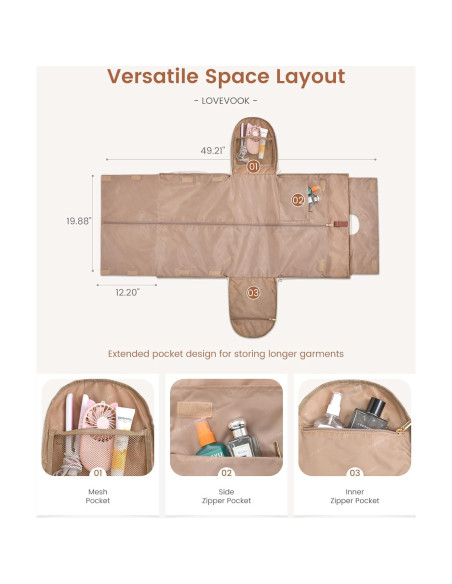 Bolsa de Ropa LOVEVOOK 2 en 1 para Mujeres Impermeable 53L