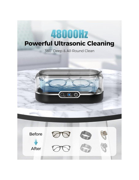 Limpiador Ultrasónico de Joyas Miorcols 12oz 48KHz Negro