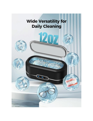 Limpiador Ultrasónico de Joyas Miorcols 12oz 48KHz Negro