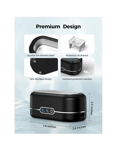 Limpiador Ultrasónico de Joyas Miorcols 12oz 48KHz Negro