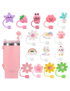 15 Tapas de Silicona DALOO para Pajitas 10 mm Multicolor