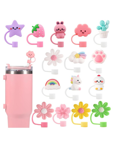 15 Tapas de Silicona DALOO para Pajitas 10 mm Multicolor