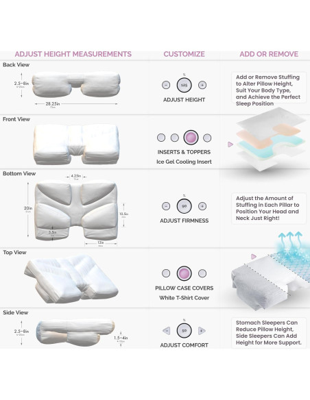 Almohada Ortopédica Ajustable Hit Notion para Durmientes de Lado