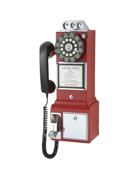 Teléfono Público Vintage Crosley CR56-RE Rojo 1950