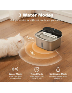 Fuente de Agua Inalámbrica para Gatos Holapaw 3.78L Acero Inoxidable 2