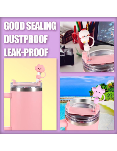 15 Tapas de Silicona DALOO para Pajitas 10 mm Multicolor